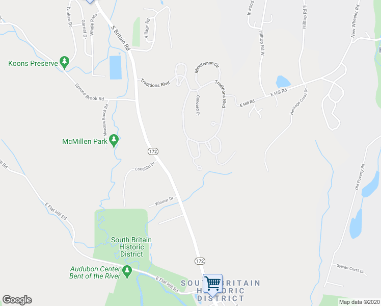 map of restaurants, bars, coffee shops, grocery stores, and more near Gettysburg Road in Southbury
