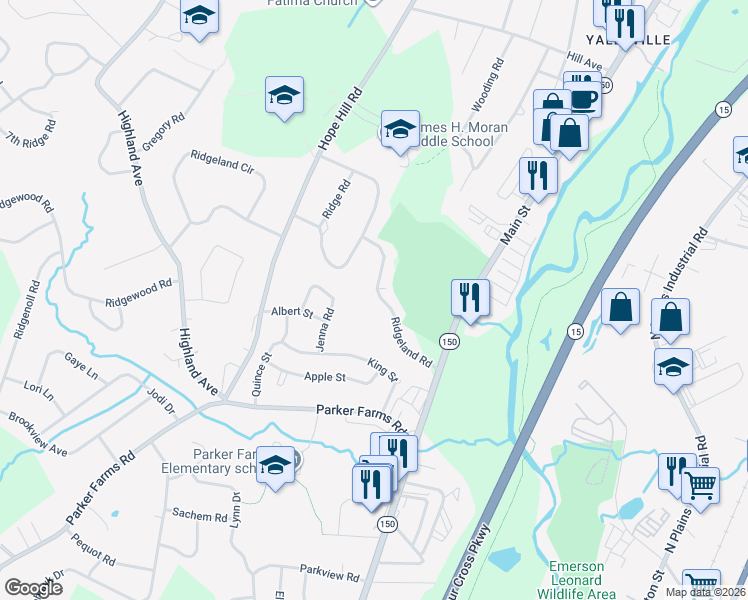 map of restaurants, bars, coffee shops, grocery stores, and more near 75 Jenna Road in Wallingford