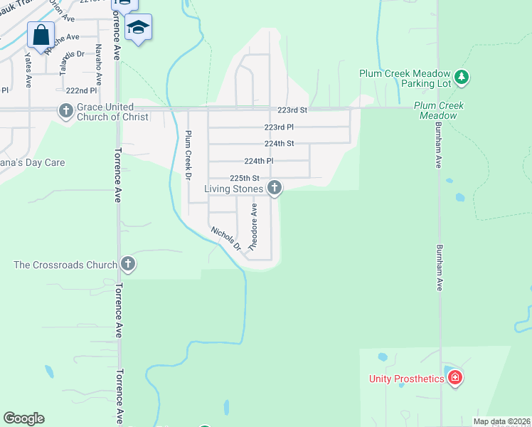 map of restaurants, bars, coffee shops, grocery stores, and more near 22612 Brookwood Drive in Sauk Village