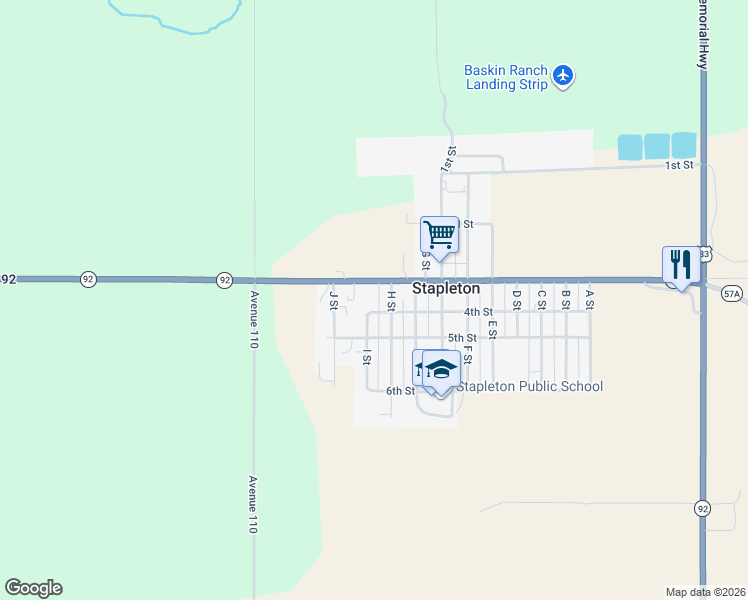 map of restaurants, bars, coffee shops, grocery stores, and more near 350 I Street in Stapleton
