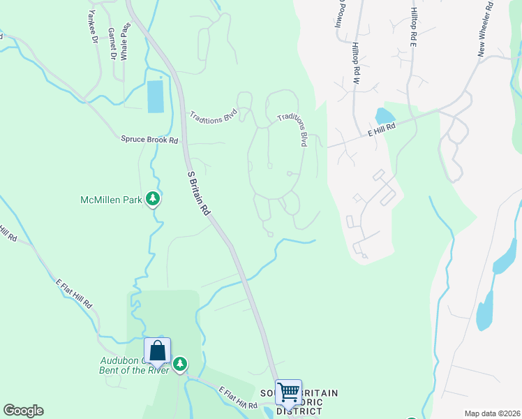 map of restaurants, bars, coffee shops, grocery stores, and more near 19 Gettysburg Road in Southbury