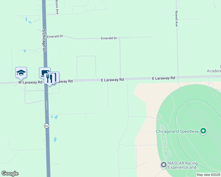 map of restaurants, bars, coffee shops, grocery stores, and more near 2408 Silver Maple Lane in Joliet