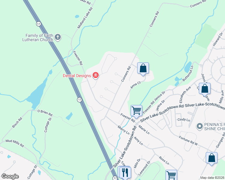 map of restaurants, bars, coffee shops, grocery stores, and more near 72 Chaucer Court in Middletown