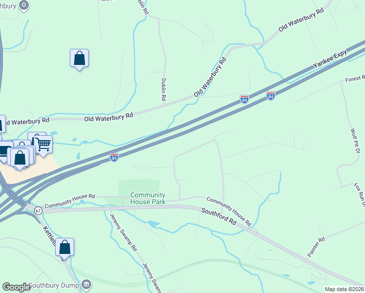 map of restaurants, bars, coffee shops, grocery stores, and more near 134 Pepper Tree Hill Lane in Southbury