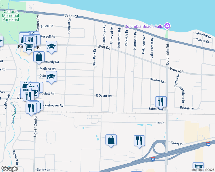 map of restaurants, bars, coffee shops, grocery stores, and more near 508 Elmwood Road in Bay Village