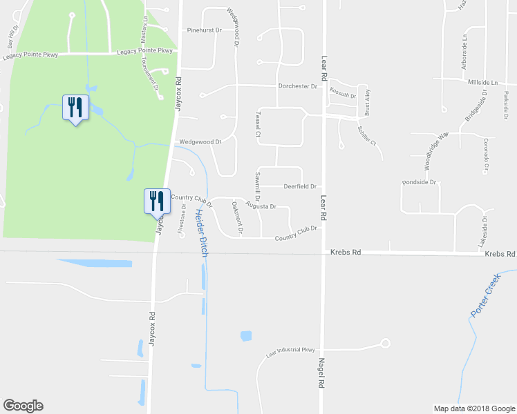 map of restaurants, bars, coffee shops, grocery stores, and more near 32169 Augusta Drive in Avon Lake