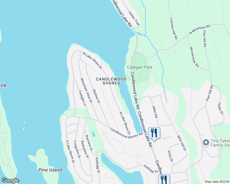 map of restaurants, bars, coffee shops, grocery stores, and more near 50 North Lake Shore Drive in Brookfield