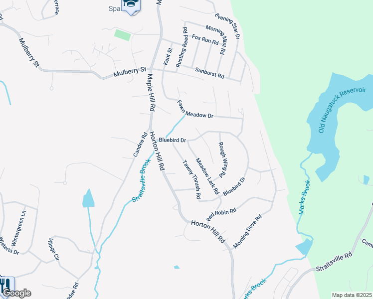 map of restaurants, bars, coffee shops, grocery stores, and more near 179 Meadow Lark Road in Naugatuck