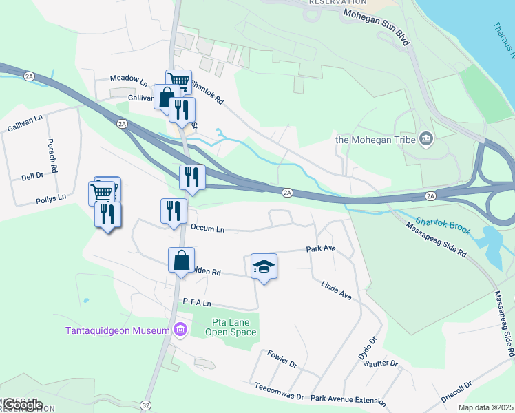 map of restaurants, bars, coffee shops, grocery stores, and more near 35 Grandchamp Dr in Montville