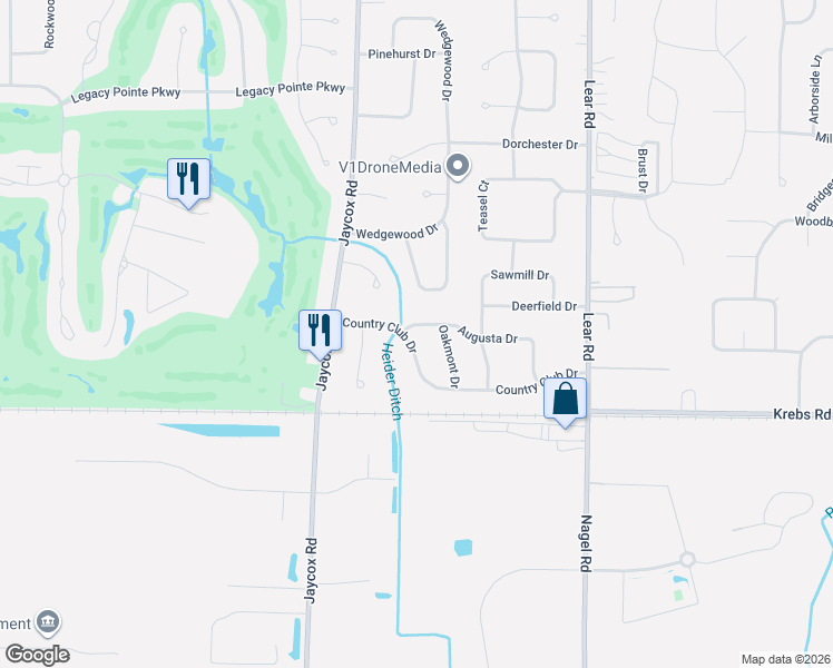 map of restaurants, bars, coffee shops, grocery stores, and more near 32230 Augusta Drive in Avon Lake