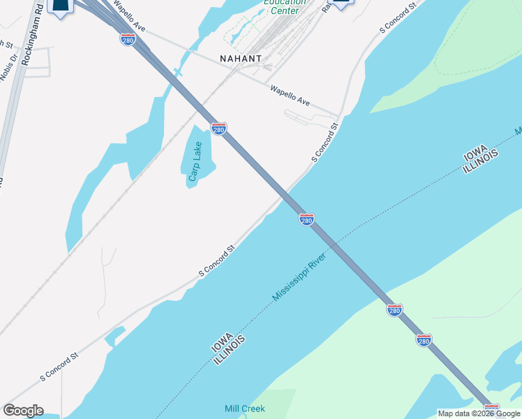 map of restaurants, bars, coffee shops, grocery stores, and more near 3732 South Concord Street in Davenport