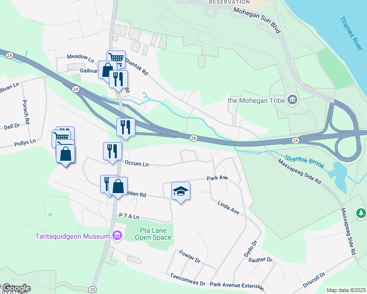 map of restaurants, bars, coffee shops, grocery stores, and more near 35 Grandchamp Drive in Montville
