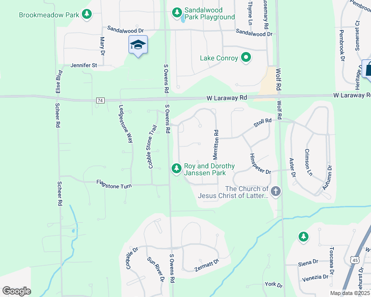 map of restaurants, bars, coffee shops, grocery stores, and more near 11536 Amhearst Court in Frankfort