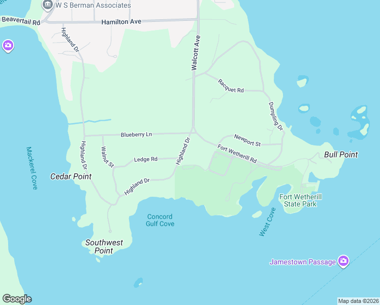 map of restaurants, bars, coffee shops, grocery stores, and more near 361 Highland Drive in Jamestown