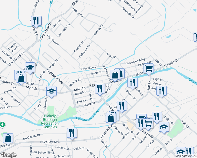 map of restaurants, bars, coffee shops, grocery stores, and more near 529 Hickory Street in Blakely