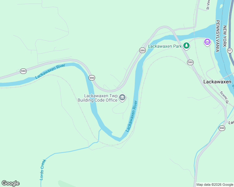 map of restaurants, bars, coffee shops, grocery stores, and more near 874 Pennsylvania 590 in Lackawaxen