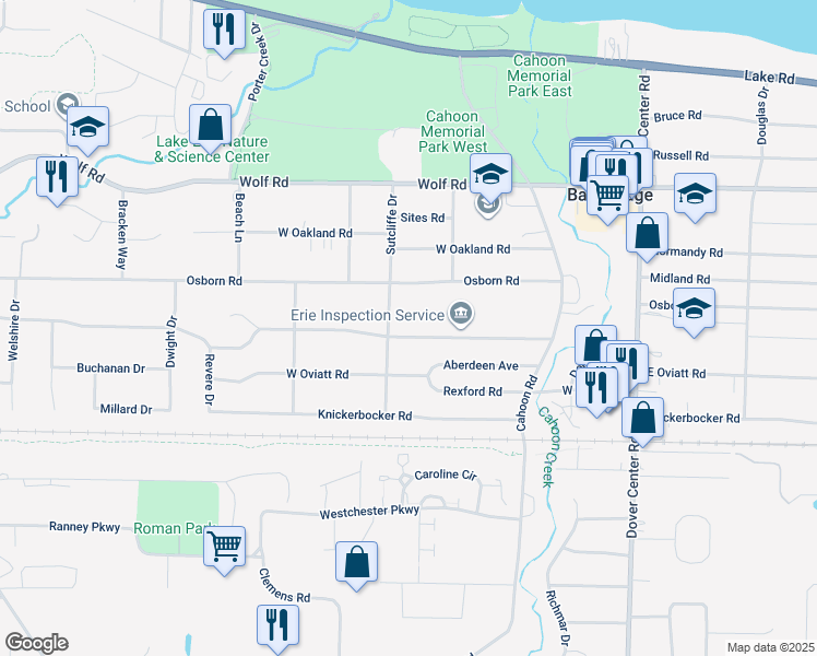 map of restaurants, bars, coffee shops, grocery stores, and more near 28022 Lincoln Road in Bay Village
