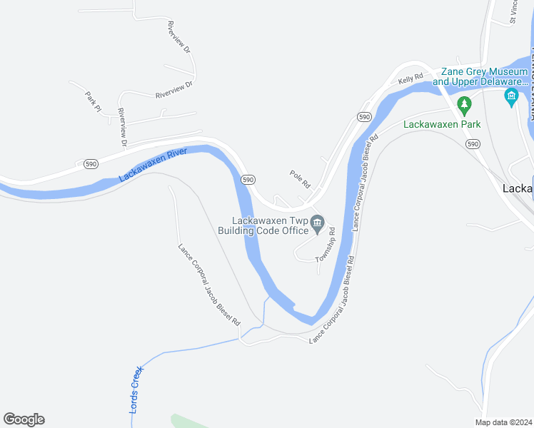 map of restaurants, bars, coffee shops, grocery stores, and more near 882 Pennsylvania 590 in Lackawaxen