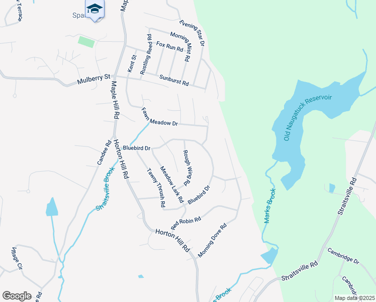 map of restaurants, bars, coffee shops, grocery stores, and more near 55 Rough Wing Road in Naugatuck