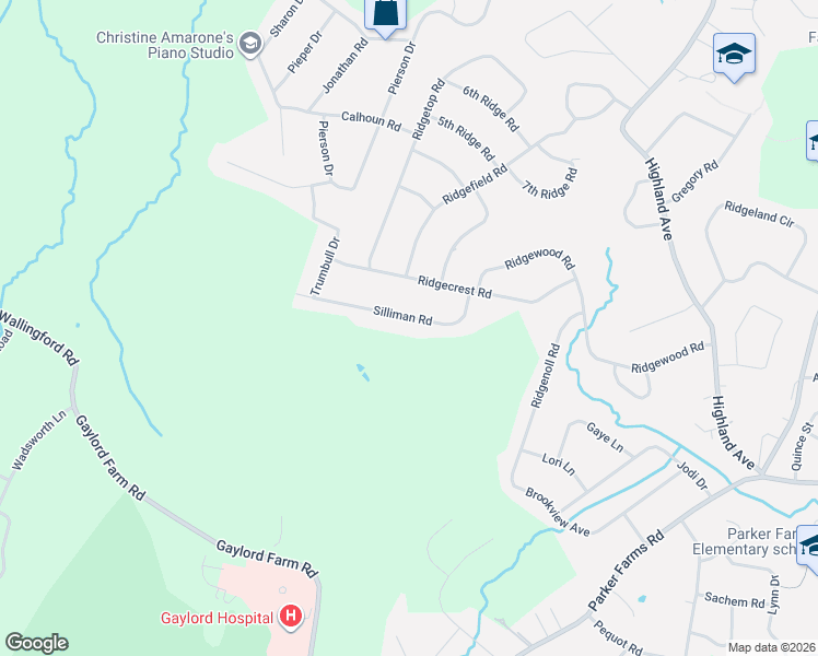 map of restaurants, bars, coffee shops, grocery stores, and more near 38 Silliman Road in Wallingford
