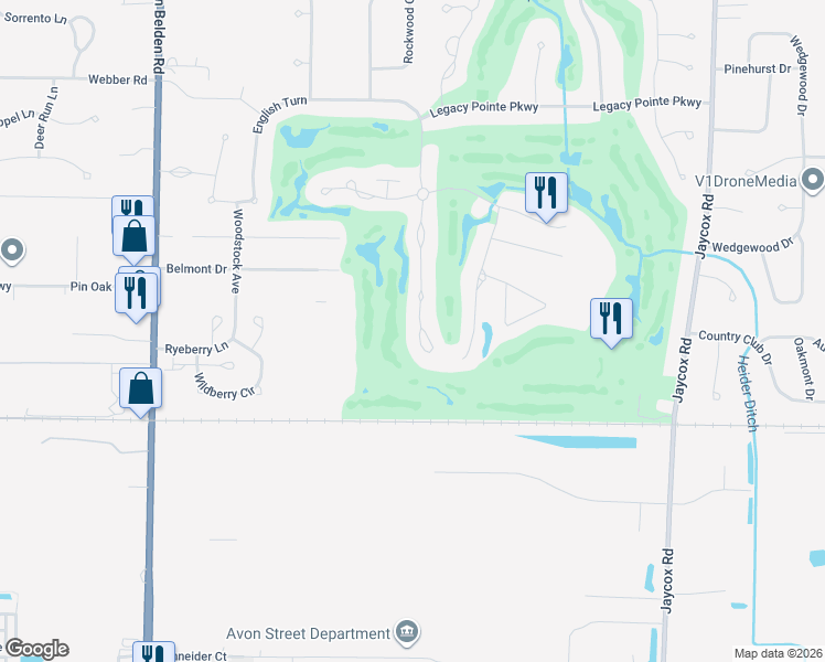map of restaurants, bars, coffee shops, grocery stores, and more near 698 Heron Bay in Avon Lake