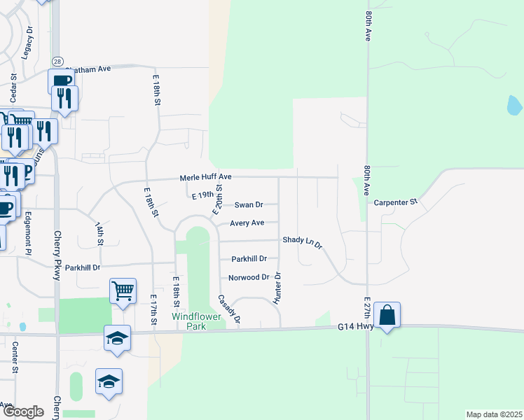 map of restaurants, bars, coffee shops, grocery stores, and more near 2300 Swan Drive in Norwalk