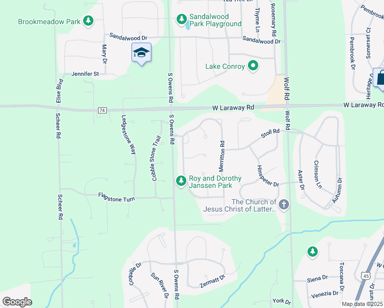 map of restaurants, bars, coffee shops, grocery stores, and more near 11536 Amherst Court in Frankfort