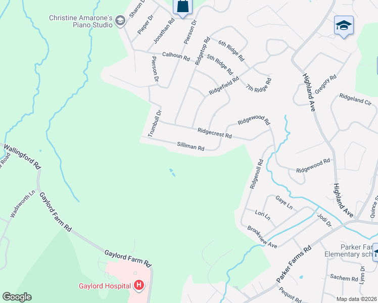 map of restaurants, bars, coffee shops, grocery stores, and more near 38 Silliman Road in Wallingford