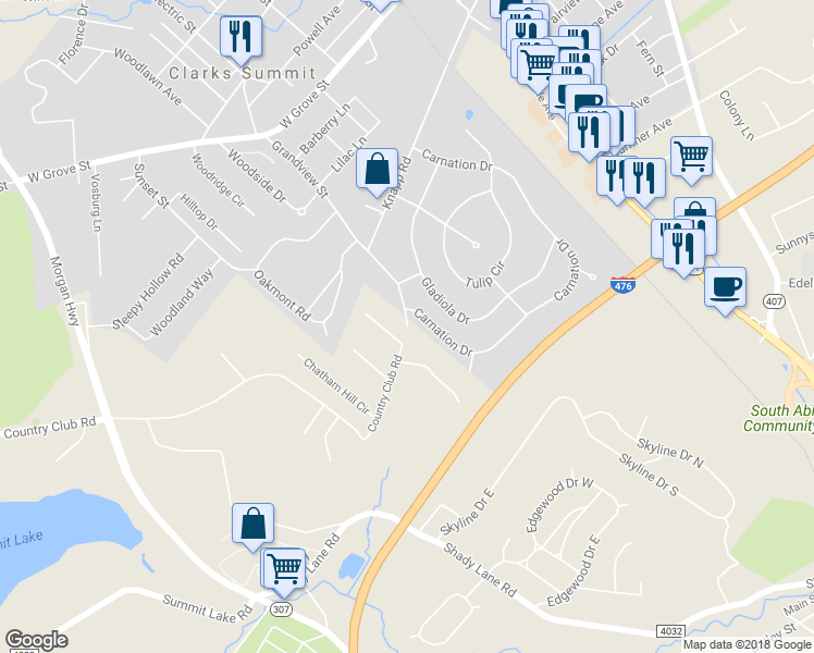 map of restaurants, bars, coffee shops, grocery stores, and more near 622 Grandview Street in Lackawanna County