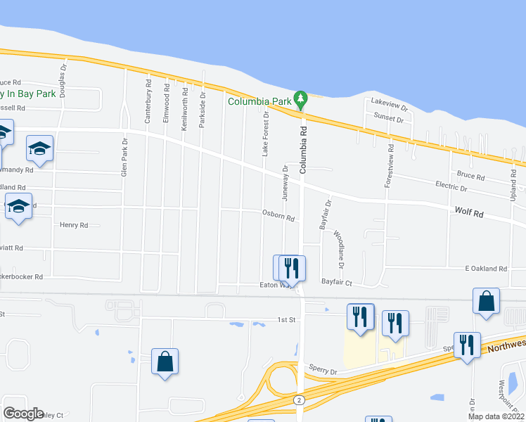 map of restaurants, bars, coffee shops, grocery stores, and more near 498 Lake Forest Drive in Bay Village