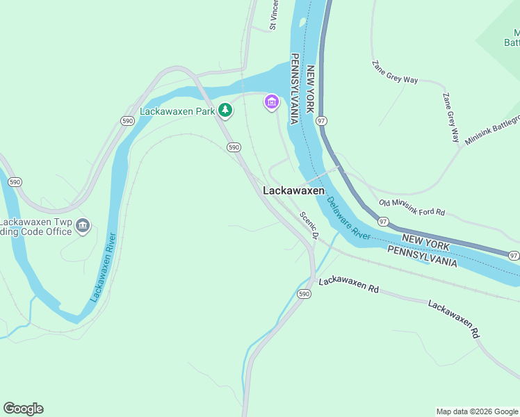 map of restaurants, bars, coffee shops, grocery stores, and more near 712 Pennsylvania 590 in Lackawaxen