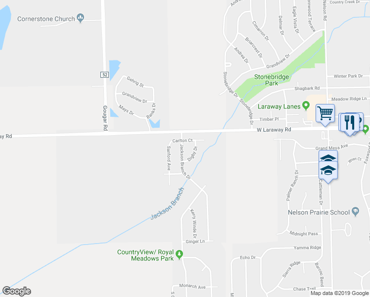 map of restaurants, bars, coffee shops, grocery stores, and more near 2014 Jackson Branch Drive in New Lenox