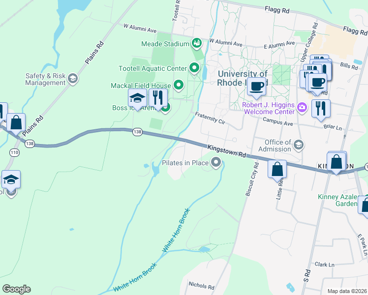 map of restaurants, bars, coffee shops, grocery stores, and more near 2900 Kingstown Road in South Kingstown