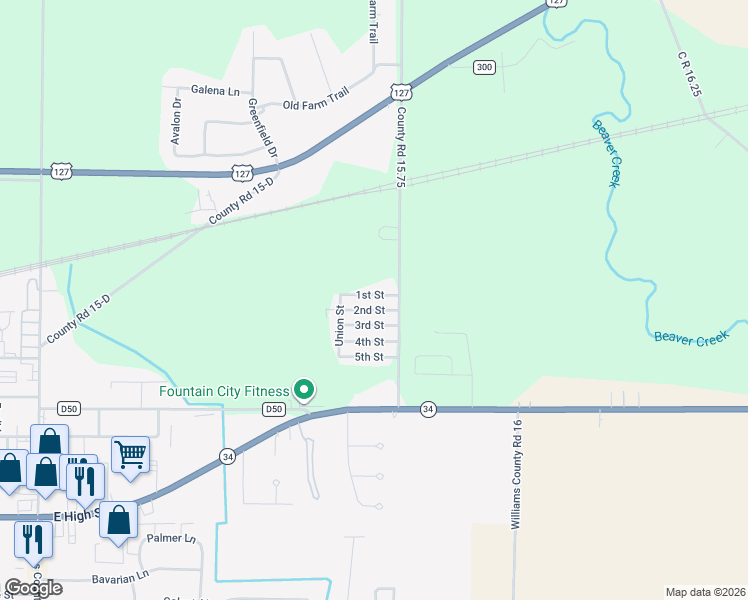 map of restaurants, bars, coffee shops, grocery stores, and more near 23 2nd Street in Bryan