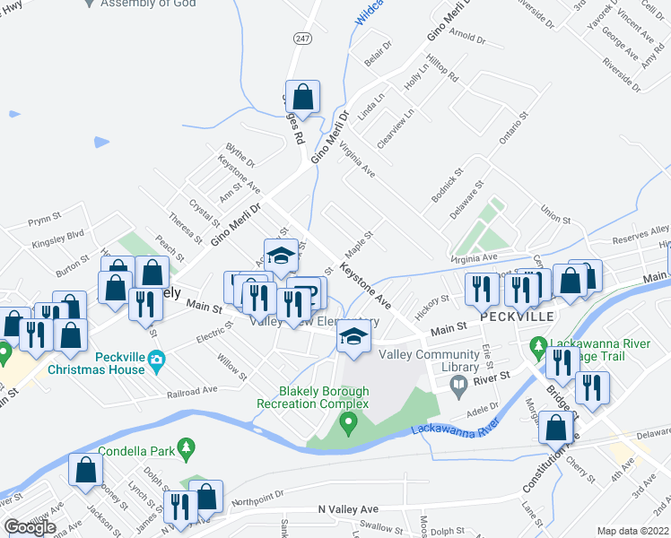 map of restaurants, bars, coffee shops, grocery stores, and more near 356 Maple Street in Blakely