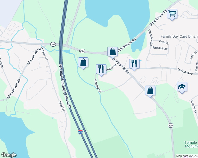 map of restaurants, bars, coffee shops, grocery stores, and more near 206 Wembly Road in New Windsor