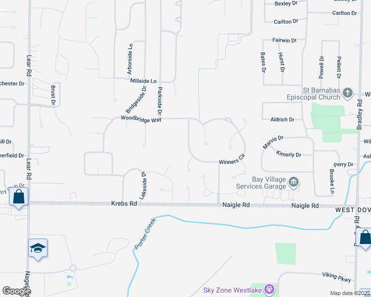 map of restaurants, bars, coffee shops, grocery stores, and more near 31657 Winners Circle in Avon Lake
