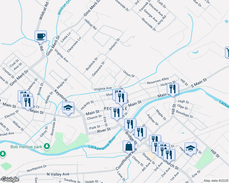 map of restaurants, bars, coffee shops, grocery stores, and more near 600-608 Jenkins St in Blakely