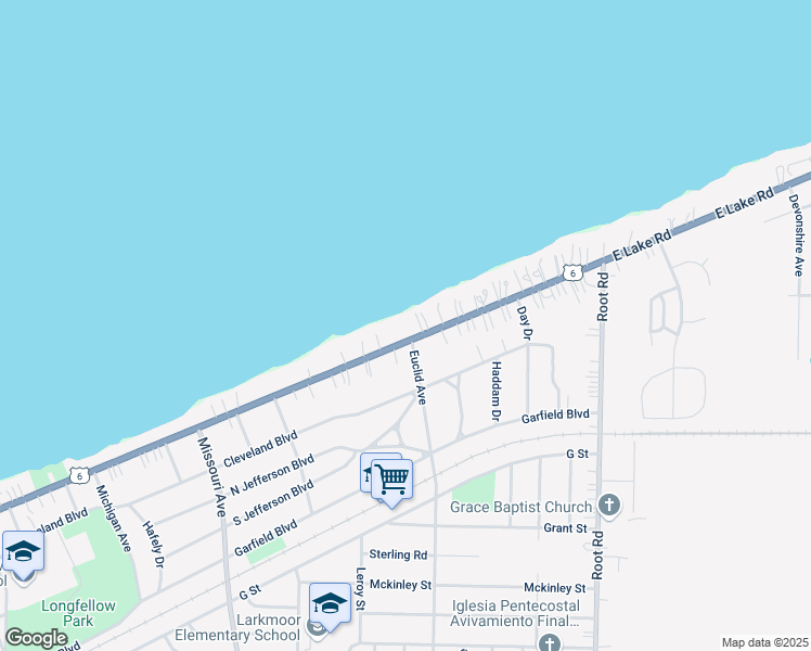 map of restaurants, bars, coffee shops, grocery stores, and more near 2959 East Erie Avenue in Lorain
