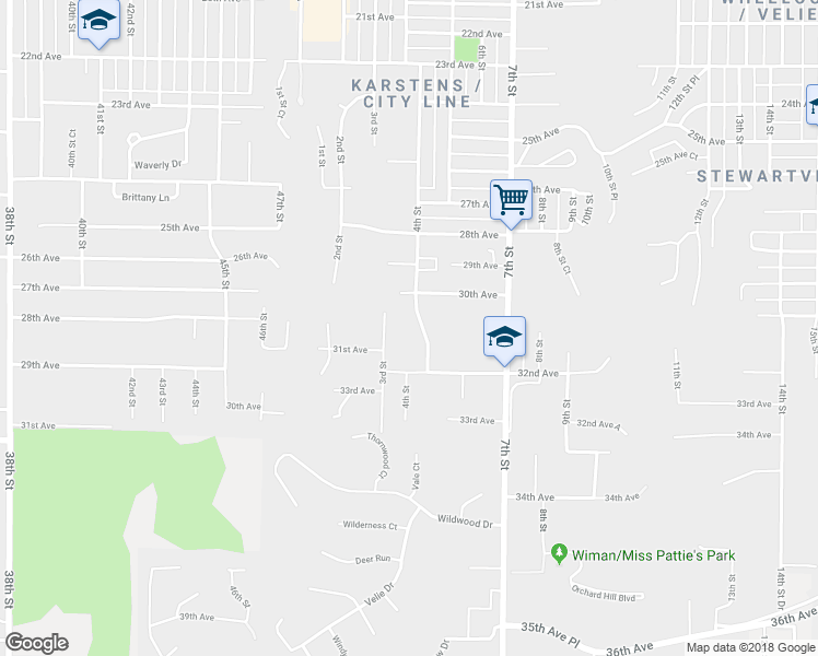 map of restaurants, bars, coffee shops, grocery stores, and more near 308 30th Avenue Court in Moline