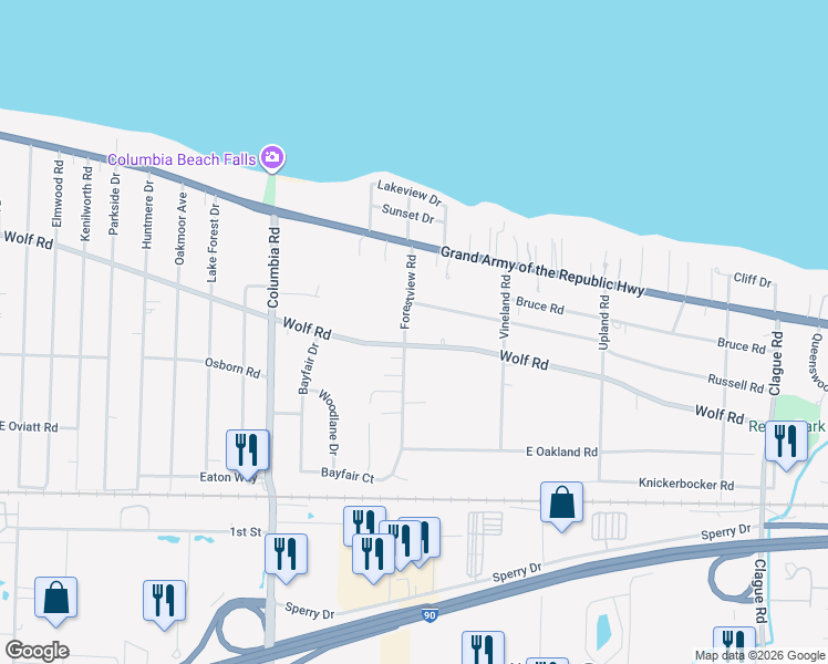map of restaurants, bars, coffee shops, grocery stores, and more near 465 Forestview Road in Bay Village