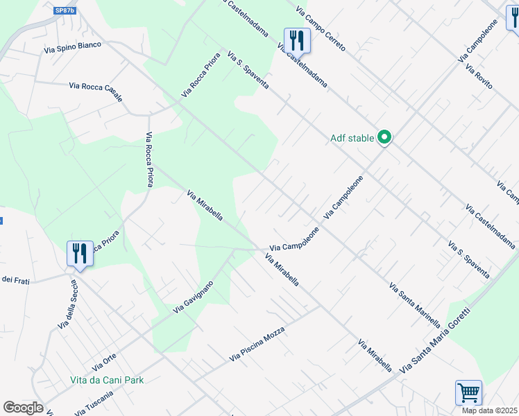 map of restaurants, bars, coffee shops, grocery stores, and more near 3 Via Mentana in Nettuno