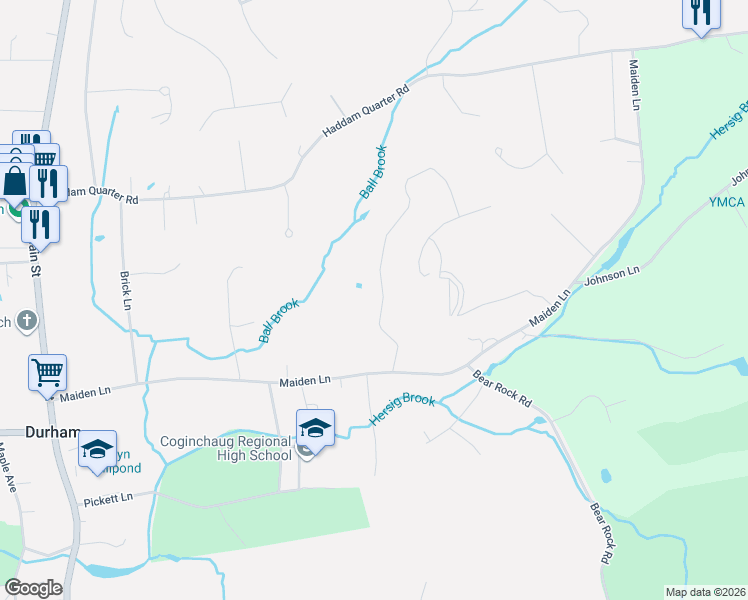 map of restaurants, bars, coffee shops, grocery stores, and more near 54 Wheeler Hill Drive in Durham