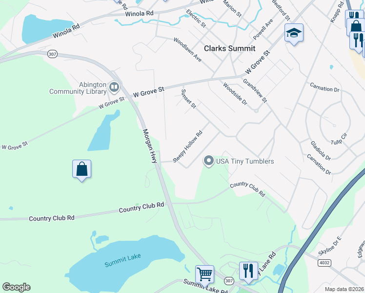 map of restaurants, bars, coffee shops, grocery stores, and more near 1016 Sleepy Hollow Road in Clarks Summit