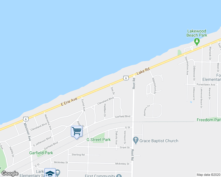 map of restaurants, bars, coffee shops, grocery stores, and more near 3266 East Erie Avenue in Lorain