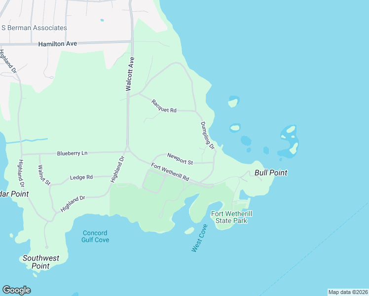 map of restaurants, bars, coffee shops, grocery stores, and more near 36 Newport St in Jamestown