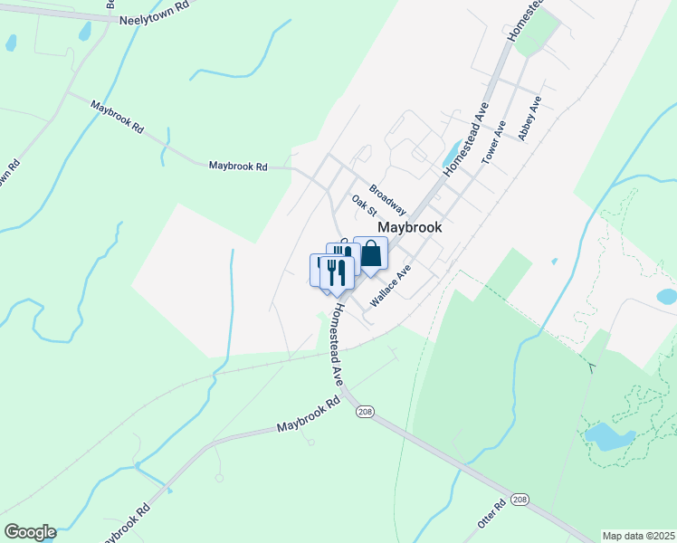 map of restaurants, bars, coffee shops, grocery stores, and more near 100 Logan's Way in Maybrook