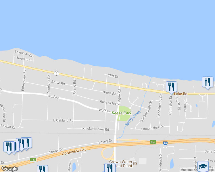 map of restaurants, bars, coffee shops, grocery stores, and more near 23815 Lake Road in Bay Village