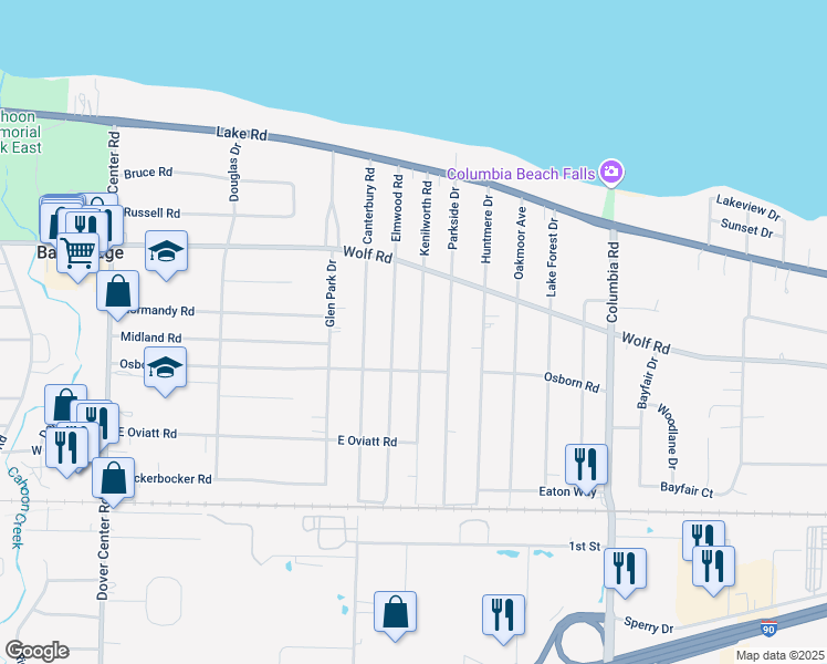 map of restaurants, bars, coffee shops, grocery stores, and more near 454 Kenilworth Rd in Bay Village