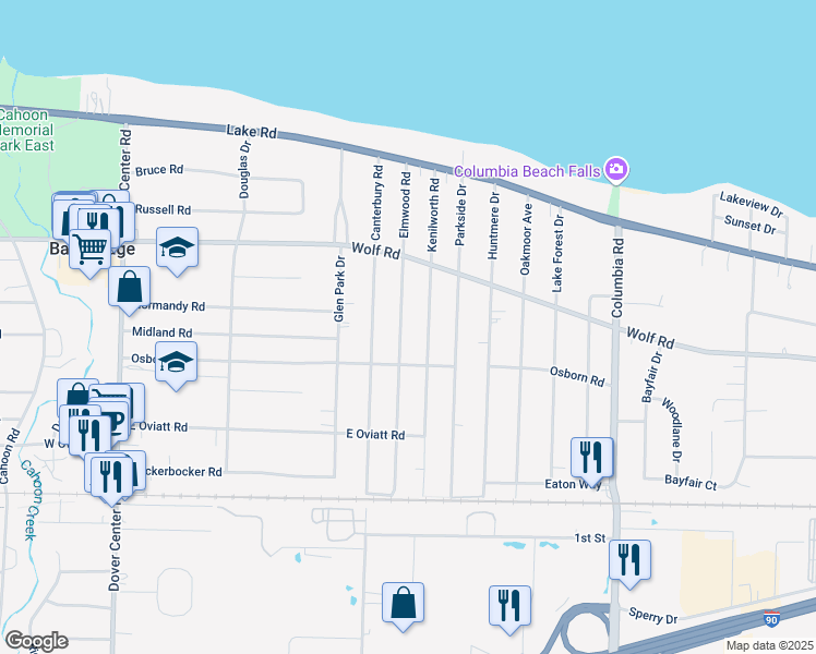 map of restaurants, bars, coffee shops, grocery stores, and more near 454 Kenilworth Road in Bay Village